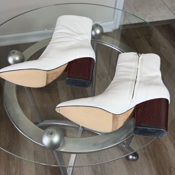 IRO Paris cream/white leather ankle boots Sz 37 US 6.5 - Picture 9 of 13